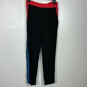 8PM made in Italy Viscose Elasticized Waist Tapered Leg Pants In Black Size XS